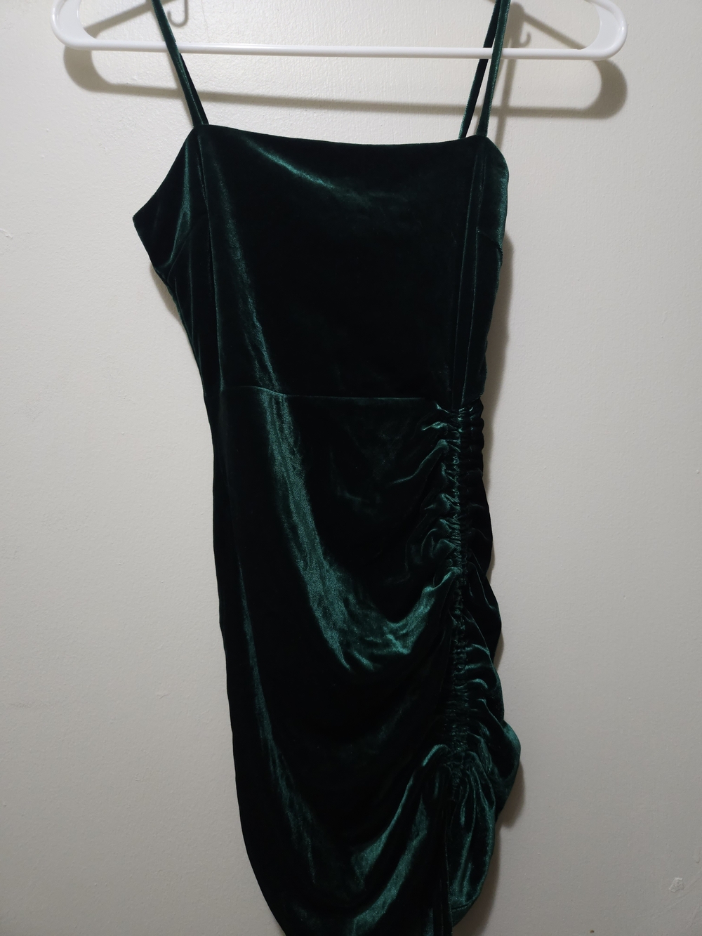 Windsor Emerald Green Velvet Ruched Mini Dress
